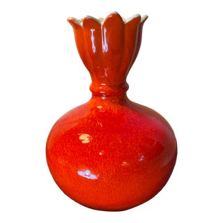Vintage Haeger Orange Drip Style Ceramic Vase For Sale