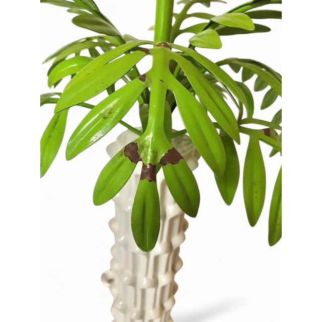 1960s Italian Tole Palm Frond Lamp With Serge Roche Style Base For Sale - Image 4 of 8