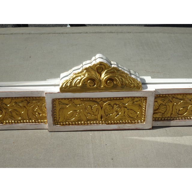 Antique French Louis XVI Baroque Style Solid Wood Gold & White Rustic Mirror For Sale - Image 12 of 18