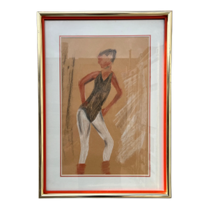 Portrait of a Young Ballerina Painting in the Abraham Walkowitz Style. C 1960s