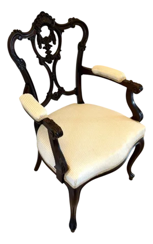 Antique Victorian Carved Mahogany Desk Chair, 1880