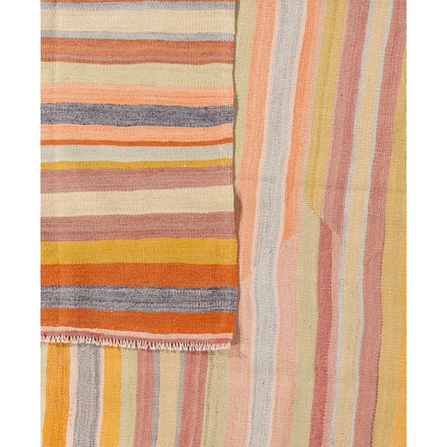 Vintage Circa 1940 Orange Turkish Kilim Flatweave Rug 5ft 7in X 8ft 6in For Sale - Image 4 of 13