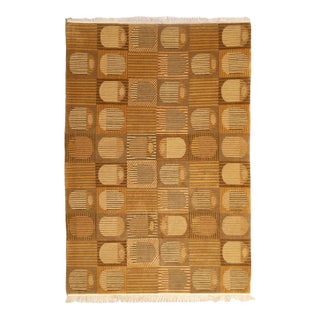 chairish-6x9-modern-tibetan-wool-silk-cut-loop-rug-gold-green.jpg For Sale