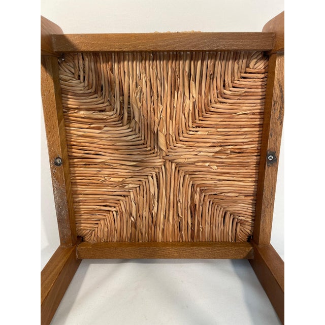 Vintage Mid Century French Rush "Paille" Stool For Sale - Image 9 of 17