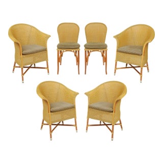 A Set of Six Lloyd Loom Wicker Dining Chairs For Sale