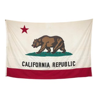 Oversize Genuine Vintage Cotton California Republic Bear Flag For Sale