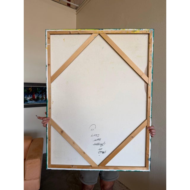 2010s Large Abstract Painting by Gavin Mc Groggan – Contemporary Green & Blue Canvas Art, 36” × 48” For Sale - Image 5 of 8