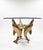 Mid 20th Century Triple Dolphin Brass Table With Clear Glass Top For Sale - Image 4 of 4