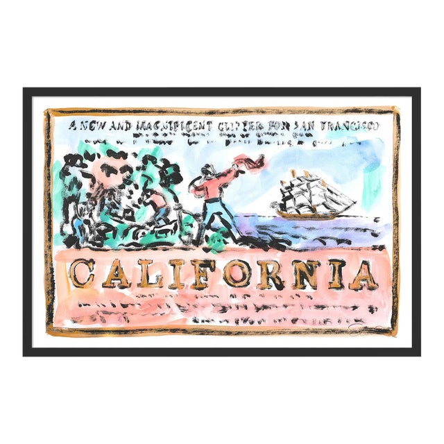 California New and Magnificent by Anne-Louise Ewen in Black Frame, Medium Art Print For Sale