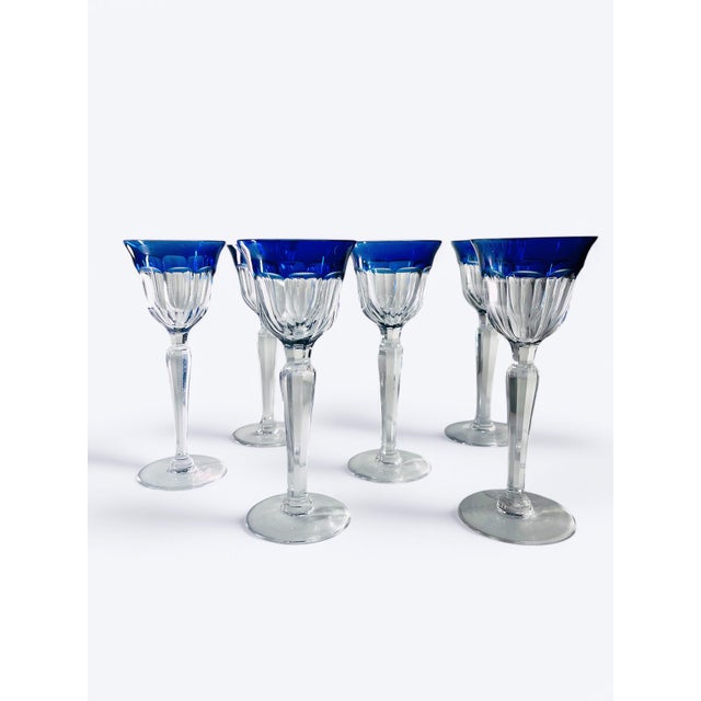 Crystal Champagne Glasses from Val Saint Lambert, Set of 6 For Sale - Image 6 of 6