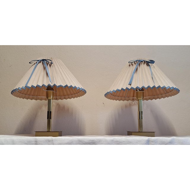 Vintage Table Lamps with Brass Base and Shade by Honsel, 2000s, Set of 2 For Sale - Image 3 of 3