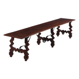 A Large French Walnut and Iron Refectory Dining Table, 18th C. For Sale
