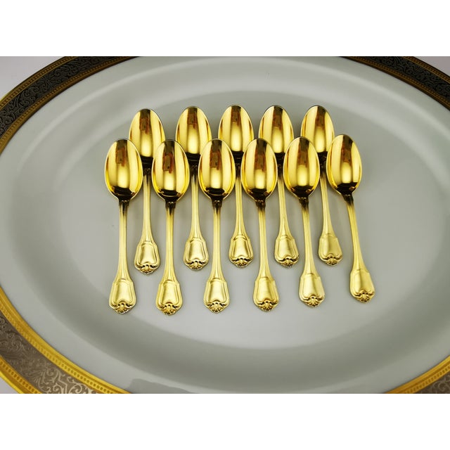 Vintage Solid Silver with Gold Finish Cutlery Set for 12 People from Christofle & Cardeilhac, 1950s, Set of 138 For Sale - Image 10 of 18