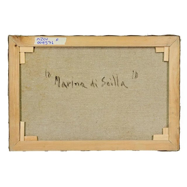 Contemporary Pino Romanò, View of Scilla, Oil Painting, 1990s For Sale - Image 3 of 4