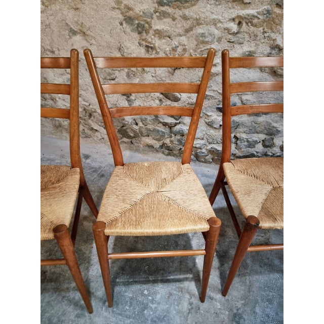 Mid-Century Italian Dining Chairs with Woven Natural Fibre Seats, Italy, 1960s, Set of 4 For Sale - Image 10 of 18