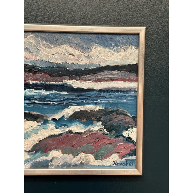 1960s Allan Horsak, Coastal Landscape, 1969, Oil Painting on Canvas, Framed For Sale - Image 5 of 14