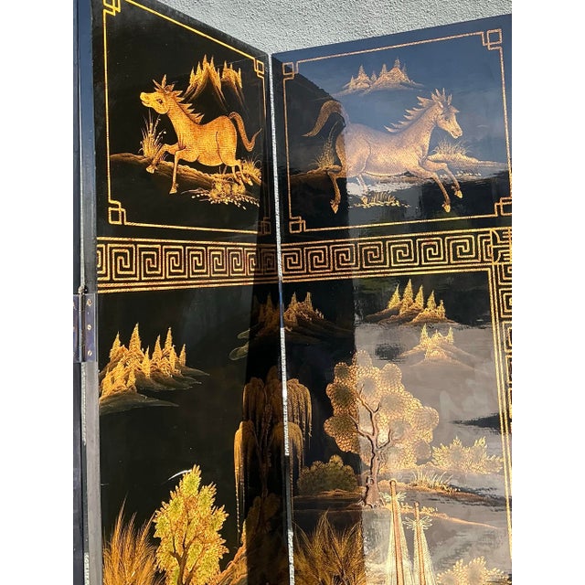 Vintage Asian 8 Panel Coromandel Screen For Sale In West Palm - Image 6 of 12