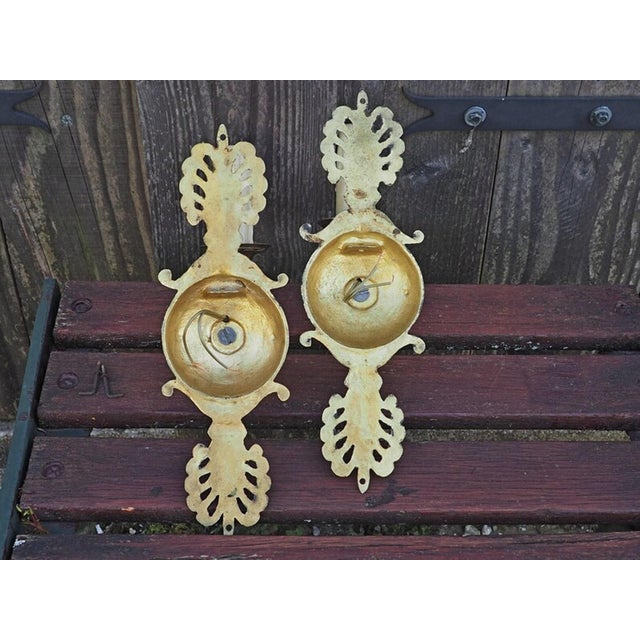 Metal French Serpent Wall Sconces in Ornate Bronze and Gold, 1920s, Set of 2 For Sale - Image 7 of 18