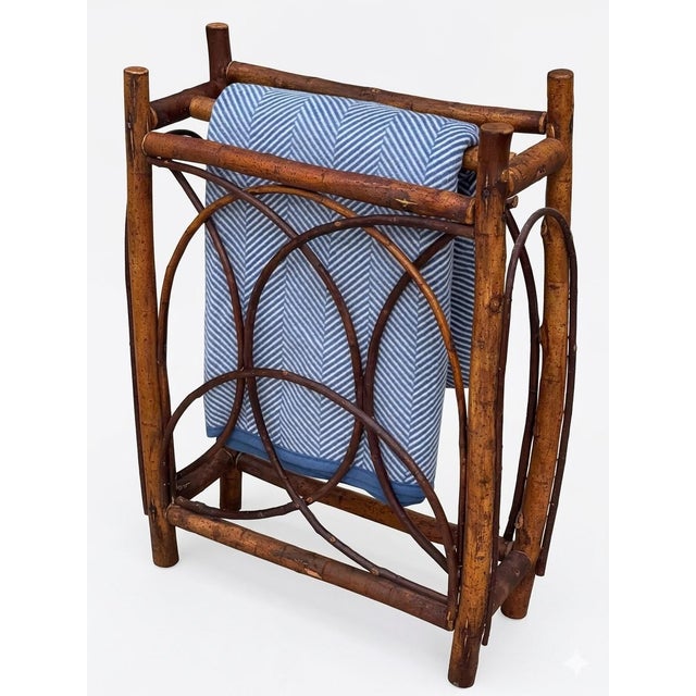 Rare handmade twig quilt, blanket rack perfect for a ski lodge or lake house. I believe the wood is Hickory. This is as...