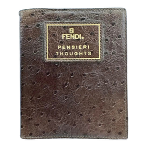 Vintage 90s Fendi Roma Pensieri Thoughts Journal Diary Notebook Ostrich Leather