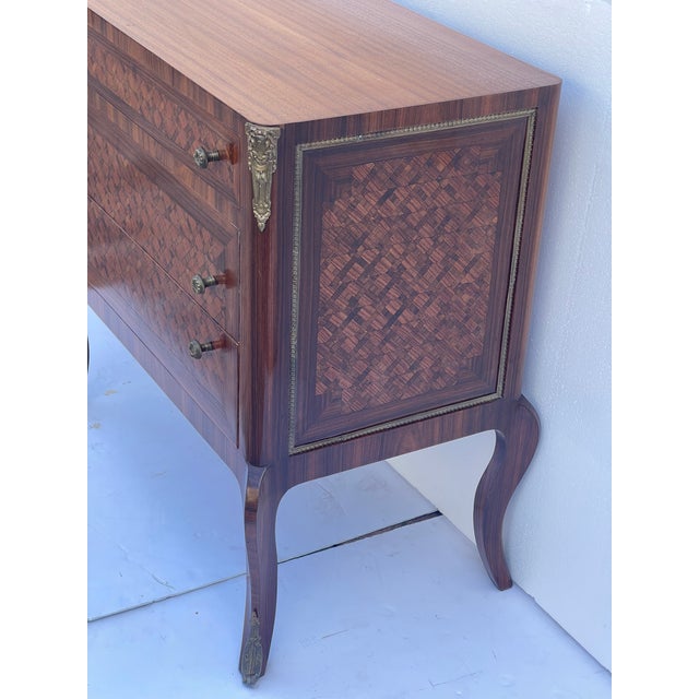 Antique French Louis XVI Style Commode Chest of Drawers With Beautiful Marquetry For Sale - Image 10 of 14