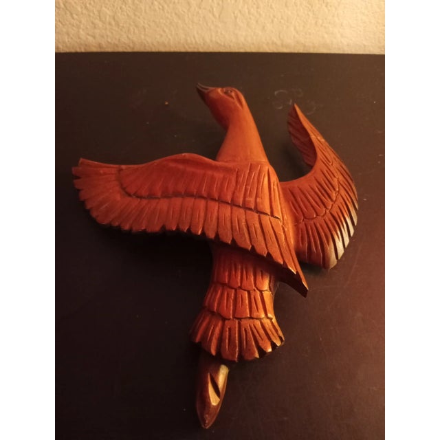 1980s Hand Carved Wooden Duck or Seagull Sculpture Wall Decor For Sale - Image 4 of 6