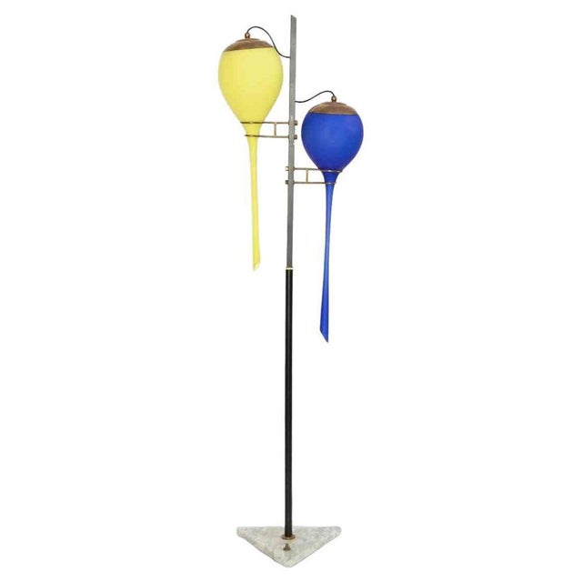 Glass Yellow and Blue Lamp from Stilnovo, Mid-20th Century For Sale - Image 7 of 7