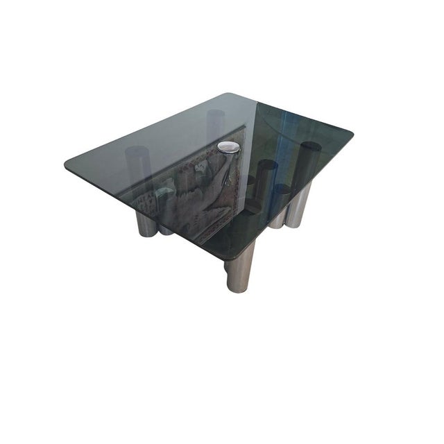 Coffee Table in Chrome and Smoked Glass by Marco Zanuso, 1970s For Sale - Image 4 of 8