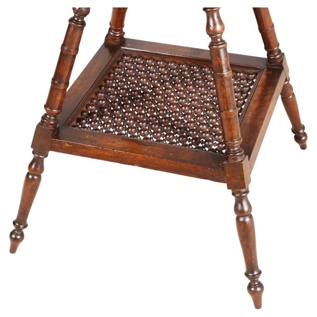 Vintage Walnut Beadwork Occasional Table, 1920s For Sale - Image 4 of 6