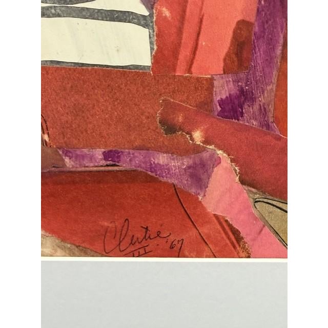 Original Vintage Mid-Century Modern Surrealist Mixed-Media Collage Signed “Clutie” (Mid-1960s–Late 1970s) For Sale - Image 4 of 4