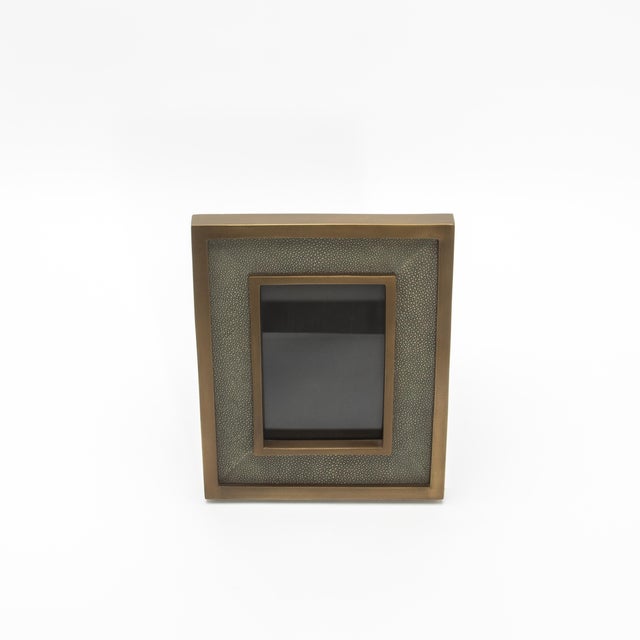 2020s Picture Frame 5x7” in Grey Shagreen With Brass Details by Kifu Paris For Sale - Image 5 of 8
