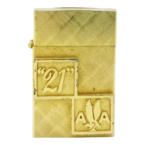Mid 20th Century The "21" Club New York Nyc Restaurant American Airlines 14k Gold Plated Lighter