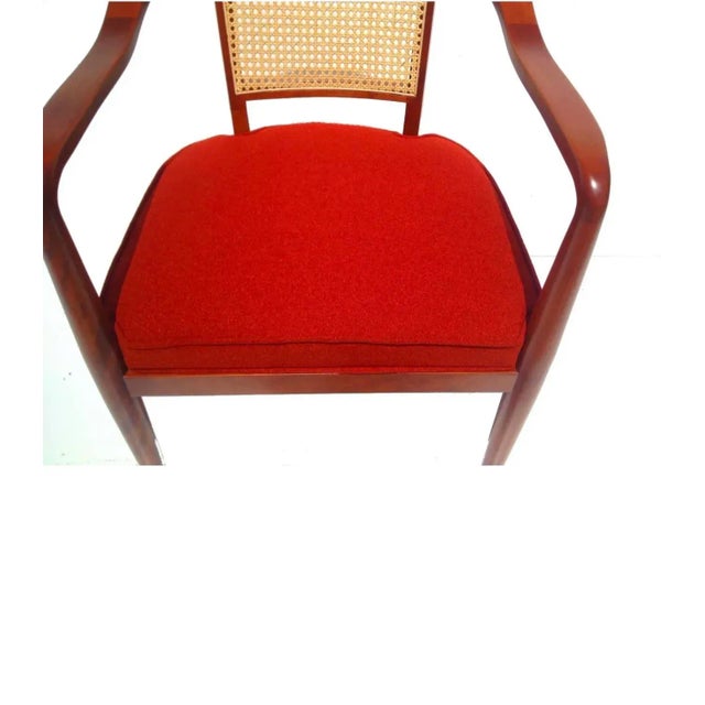 Wood 1960s Mid Century Modern Caned Back Arm Chair Restored For Sale - Image 7 of 9