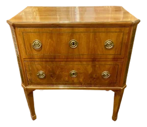 19th C. English Walnut and Brass Inlaid Chest