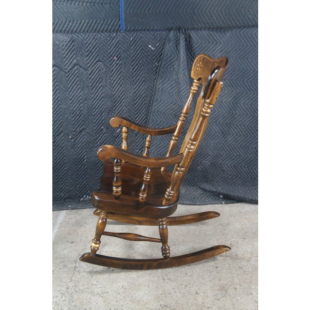 Wood Late 19th Century S Bent Brothers Colonial Maple American Eagle Bicentennial Rocking Chair Rocker For Sale - Image 7 of 14