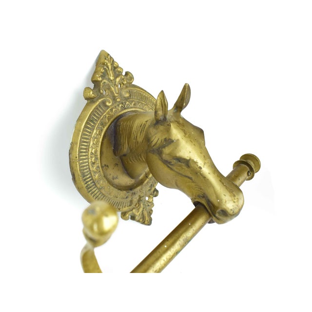 Early 20th Century Solid Brass Horse Head Wall Mounted Equestrian Coat Rack or Towel Rail - 5 Double Hooks For Sale - Image 10 of 14