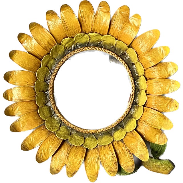 Pop Art 1970s Sunflower Framed Wall Mirror For Sale - Image 3 of 7