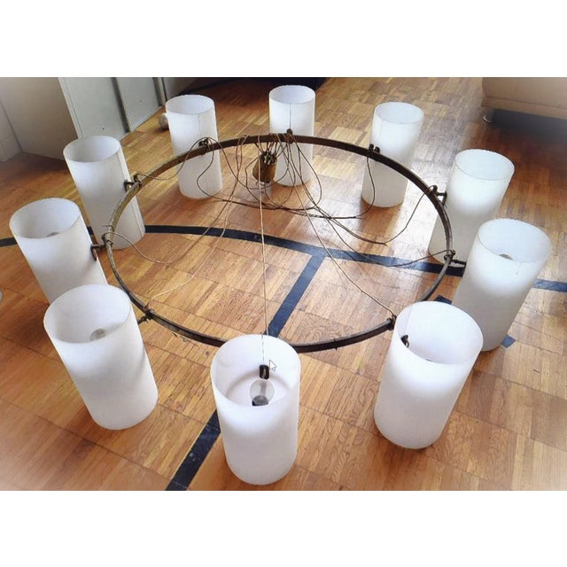 Metal Vintage White Chandelier, 1950s For Sale - Image 7 of 7