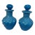 Antique Blue Opaline Glass Vanity Bottles With Swirl Pattern - Pair For Sale