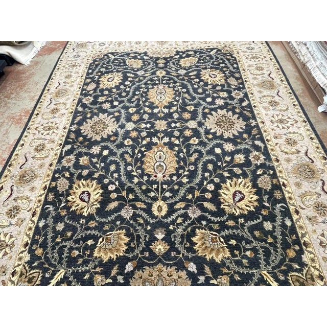 Indo Persian Tabriz Rug Wool & Silk 9’ X 12’ For Sale - Image 9 of 13