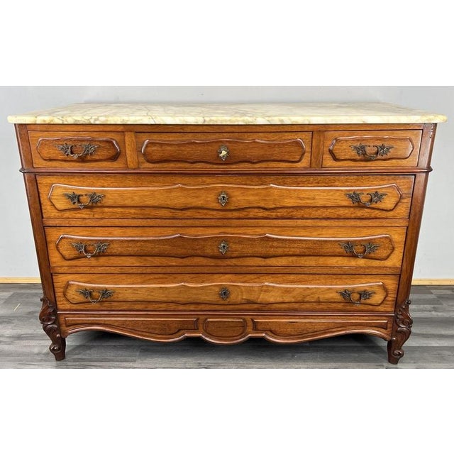 Antique French Mahogany Chest of Drawers with Marble Top For Sale - Image 4 of 18