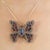 Figurative Boho Chic 10Ct Multi Gem & Diamond Butterfly Statement Brooch Pin Pendant in 925 Silver For Sale - Image 3 of 15