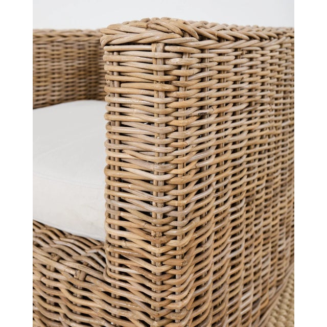 Pair of Michael Taylor Style Organic Modern Rattan Cube Chairs For Sale - Image 11 of 12