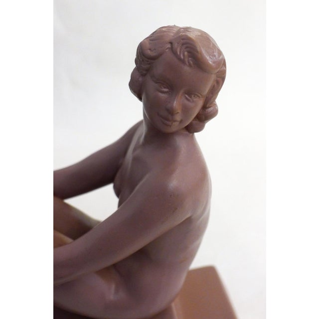 Art Deco Terracotta Sculpture of a Nude Bathing Woman, 1920s For Sale - Image 4 of 14