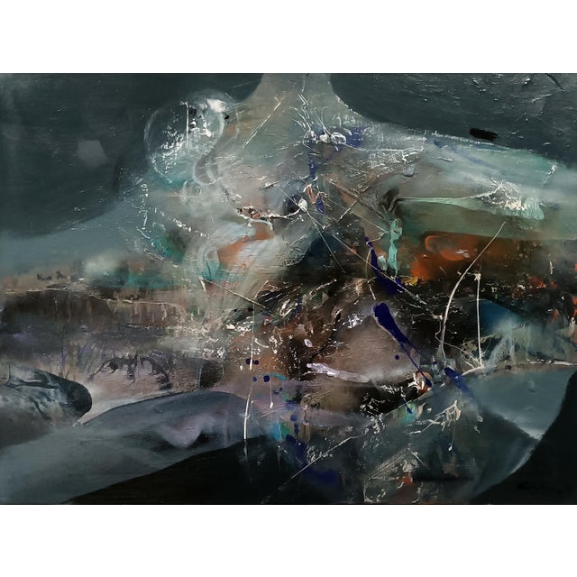 Ovidiu Kloska, Strong Desire to Fly Over a Night Lake, Acrylic on Canvas For Sale - Image 13 of 13