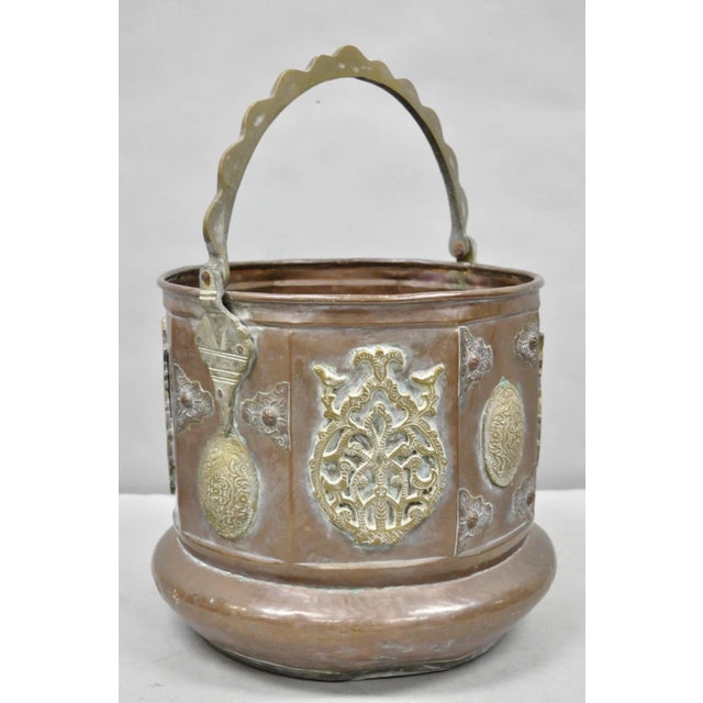 Antique Anglo Indian Middle Eastern Copper & Bronze Coal Bucket Cachepot Planter For Sale - Image 12 of 12