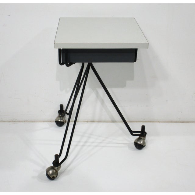 Mid 20th Century Eliot Noyes Small Rolling Work - Telephone Table for Ibm For Sale - Image 5 of 11