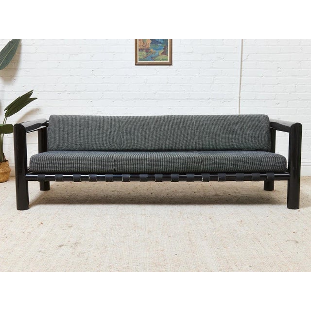 Mid-Century Modern Vintage 1970s Black Lacquered Sofa For Sale - Image 3 of 9
