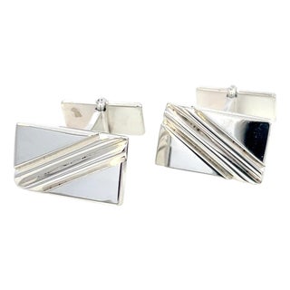 1990s Pair of Georg Jensen Estate Sterling Silver Cufflinks 17.20 Grams For Sale