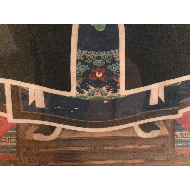 Early 19th Century Antique Qing Dynasty Ancestor Portrait Painting, Framed For Sale - Image 5 of 7